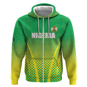 Custom Nigeria Cricket Zip Hoodie Go Yellow Greens - African Pride