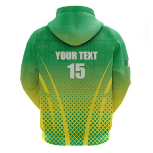 Custom Nigeria Cricket Zip Hoodie Go Yellow Greens - African Pride