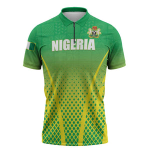 Custom Nigeria Cricket Zipper Polo Shirt Come On Yellow Greens