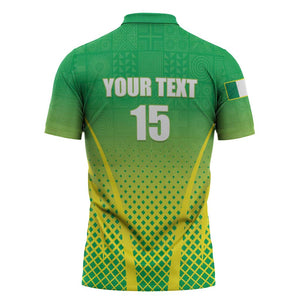 Custom Nigeria Cricket Zipper Polo Shirt Come On Yellow Greens