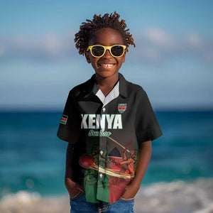 Custom Kenya Cricket Kid Hawaiian Shirt Come On Simbas - African Pride