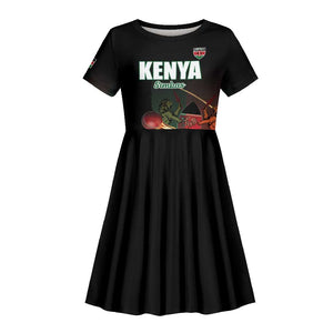 Custom Kenya Cricket Kid Short Sleeve Dress Come On Simbas - African Pride