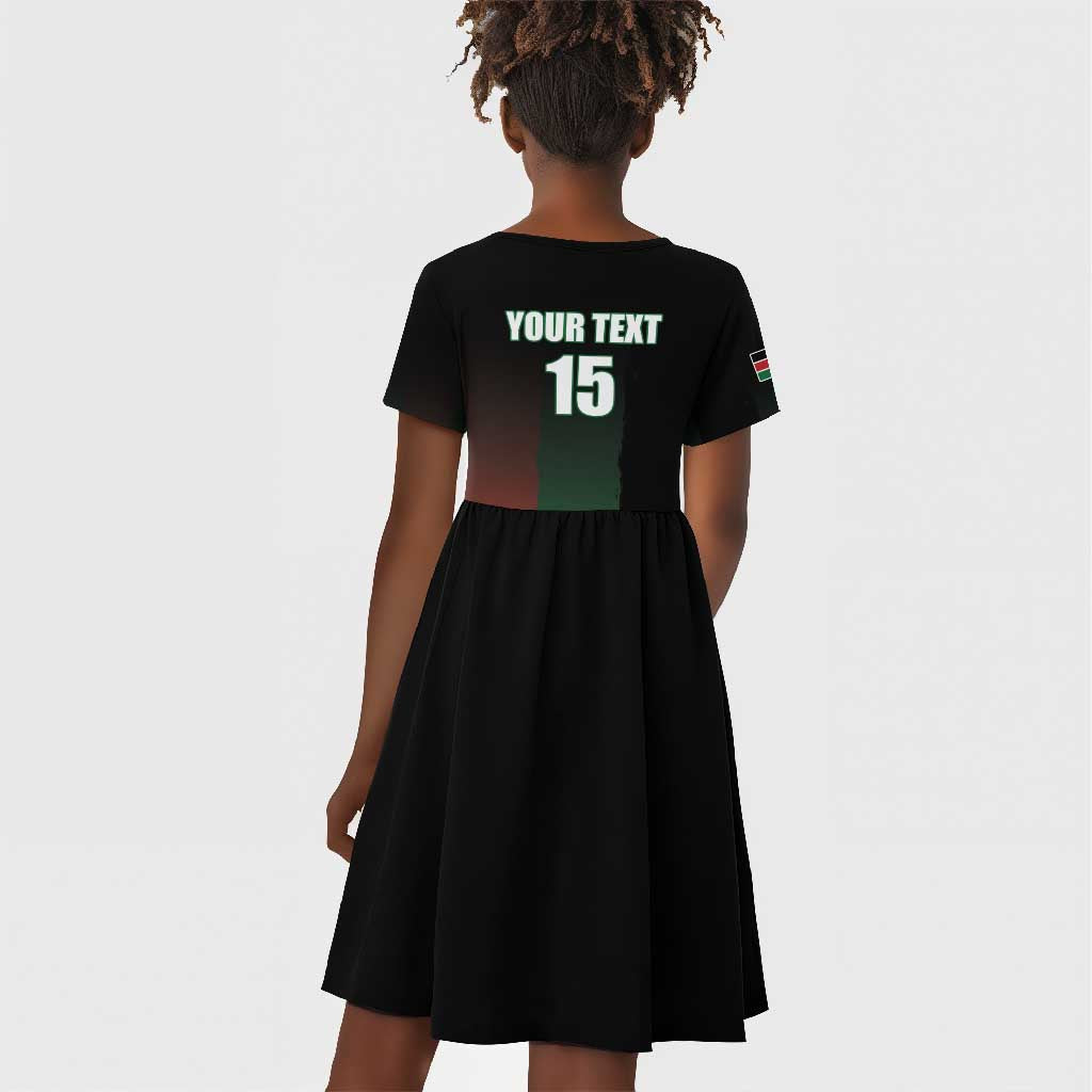 Custom Kenya Cricket Kid Short Sleeve Dress Come On Simbas - African Pride