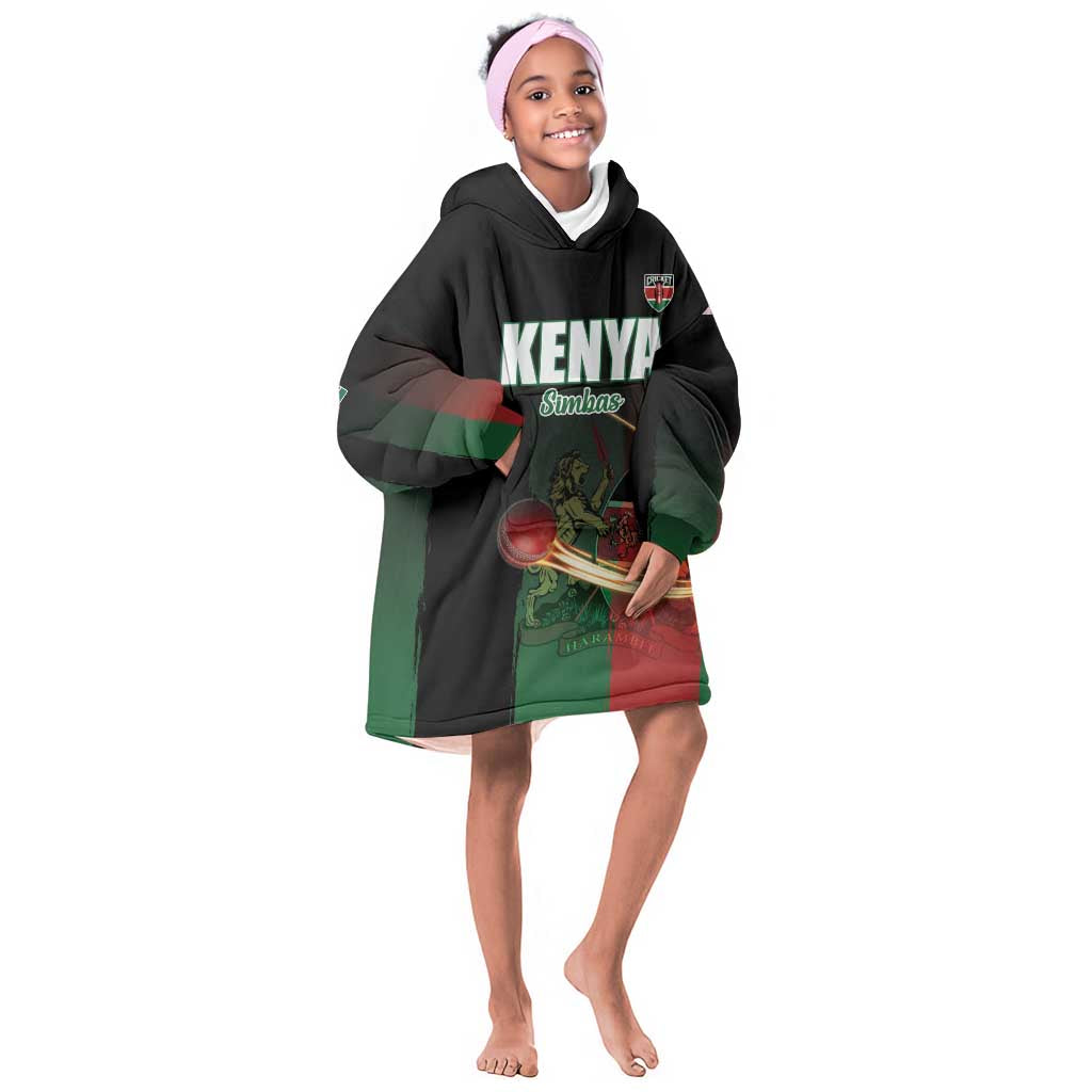 Custom Kenya Cricket Kid Wearable Blanket Hoodie Come On Simbas - African Pride