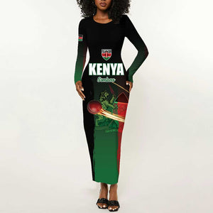 Custom Kenya Cricket Long Sleeve Bodycon Dress Come On Simbas - African Pride