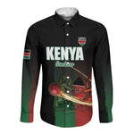 Custom Kenya Cricket Long Sleeve Button Shirt Come On Simbas - African Pride