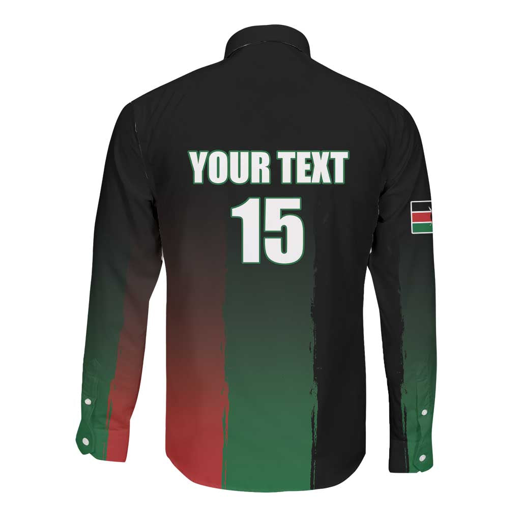 Custom Kenya Cricket Long Sleeve Button Shirt Come On Simbas - African Pride