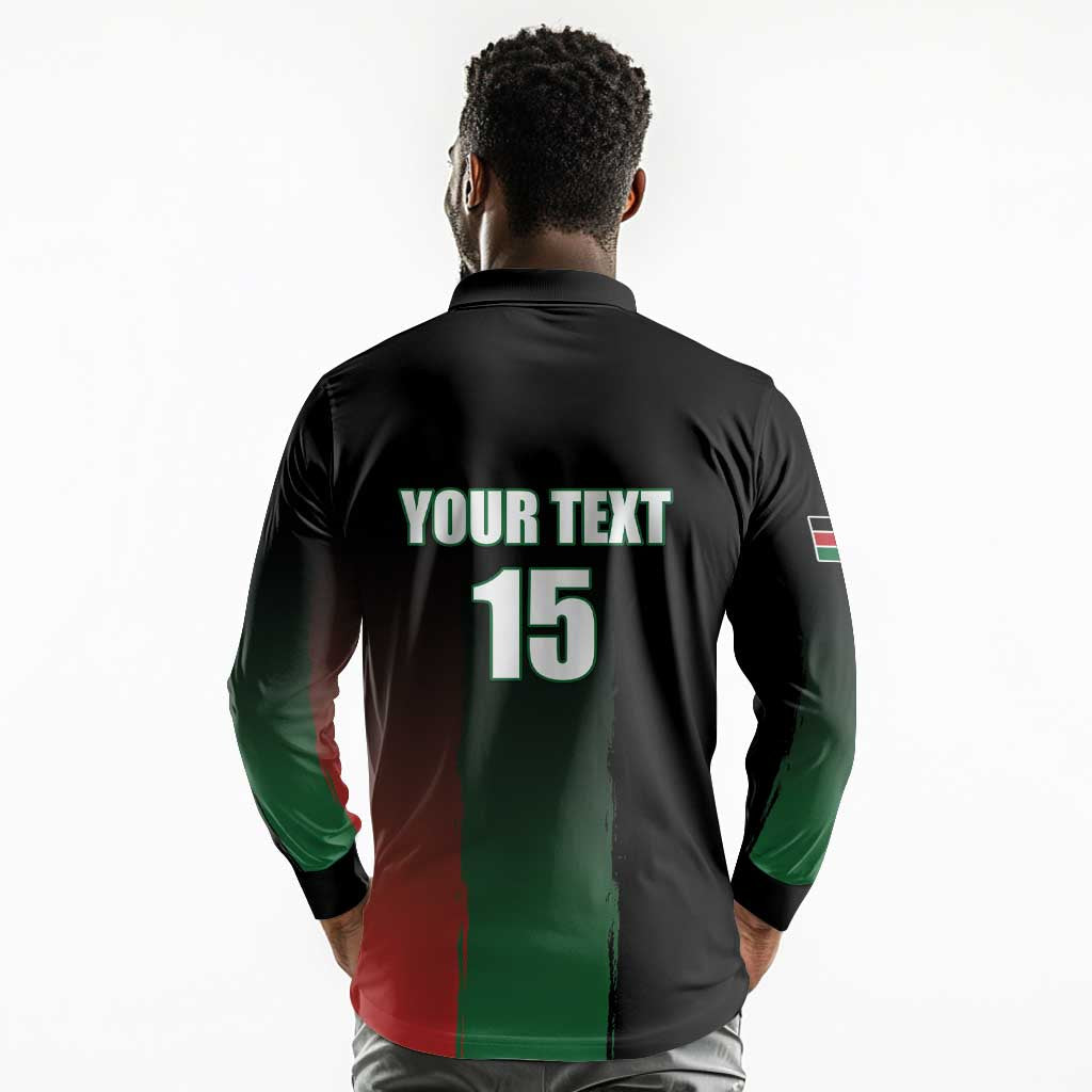Custom Kenya Cricket Long Sleeve Polo Shirt Come On Simbas - African Pride