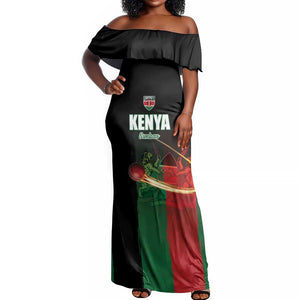 Custom Kenya Cricket Off Shoulder Maxi Dress Come On Simbas - African Pride