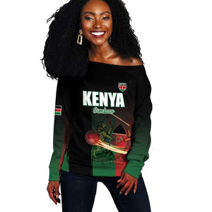 Custom Kenya Cricket Off Shoulder Sweater Come On Simbas - African Pride
