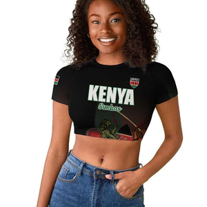 Custom Kenya Cricket Raglan Cropped T shirt Come On Simbas - African Pride