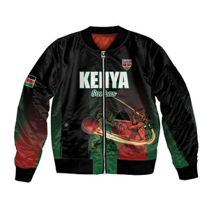 Custom Kenya Cricket Sleeve Zip Bomber Jacket Come On Simbas - African Pride