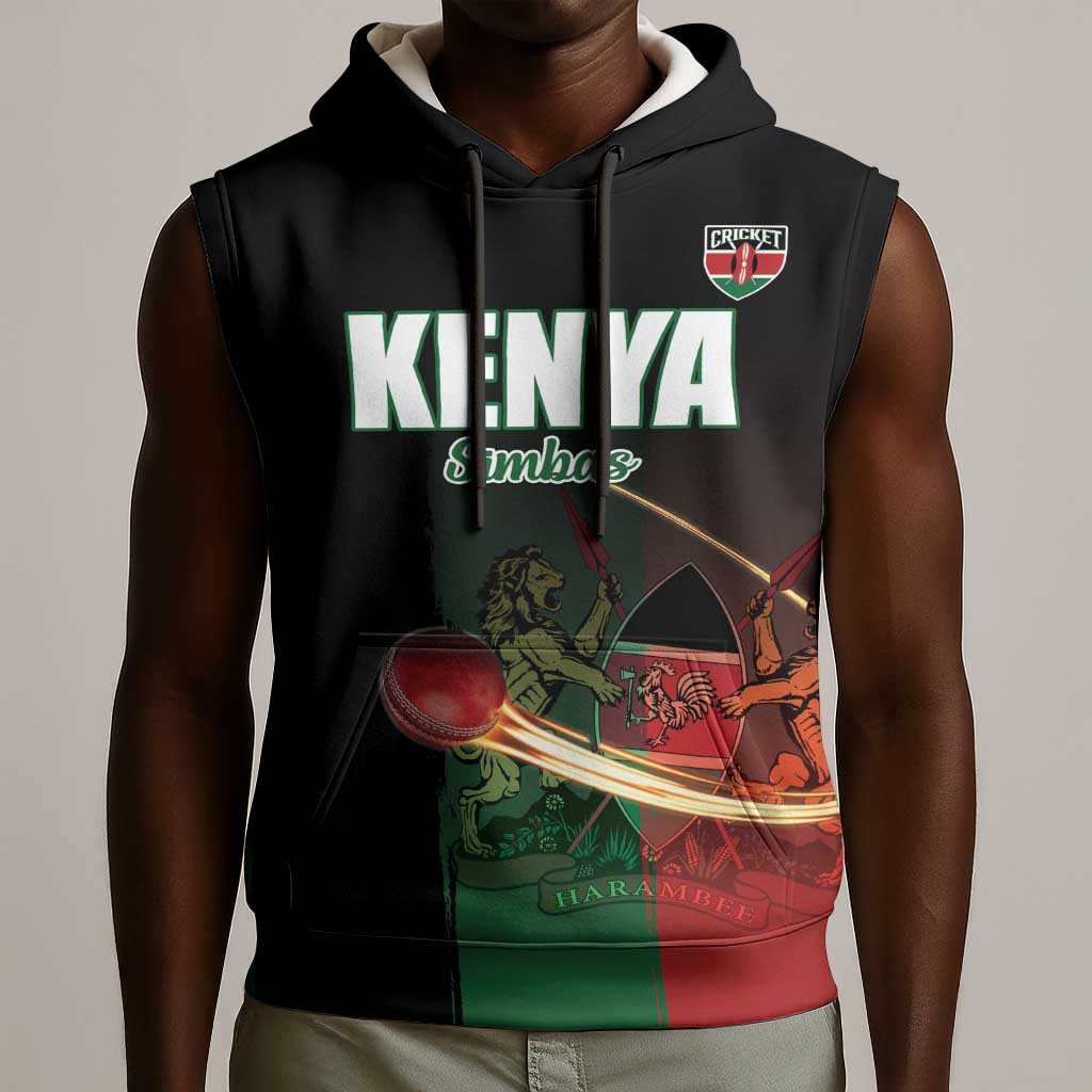 Custom Kenya Cricket Sleeveless Hoodie Come On Simbas - African Pride