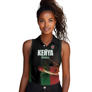 Custom Kenya Cricket Women Sleeveless Polo Shirt Come On Simbas - African Pride
