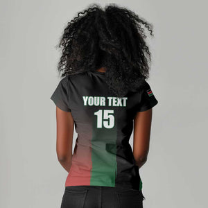 Custom Kenya Cricket Women V-Neck T-Shirt Come On Simbas - African Pride
