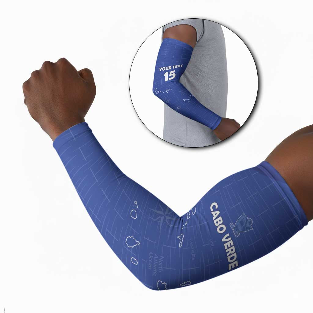 Custom Cape Verde Football Arm Sleeves Come On Tubaroes Azuis - Blue