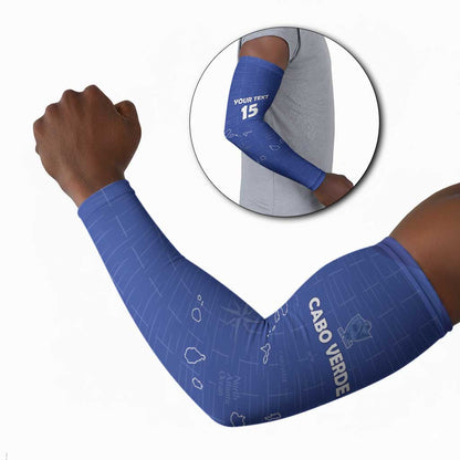 Custom Cape Verde Football Arm Sleeves Come On Tubaroes Azuis - Blue