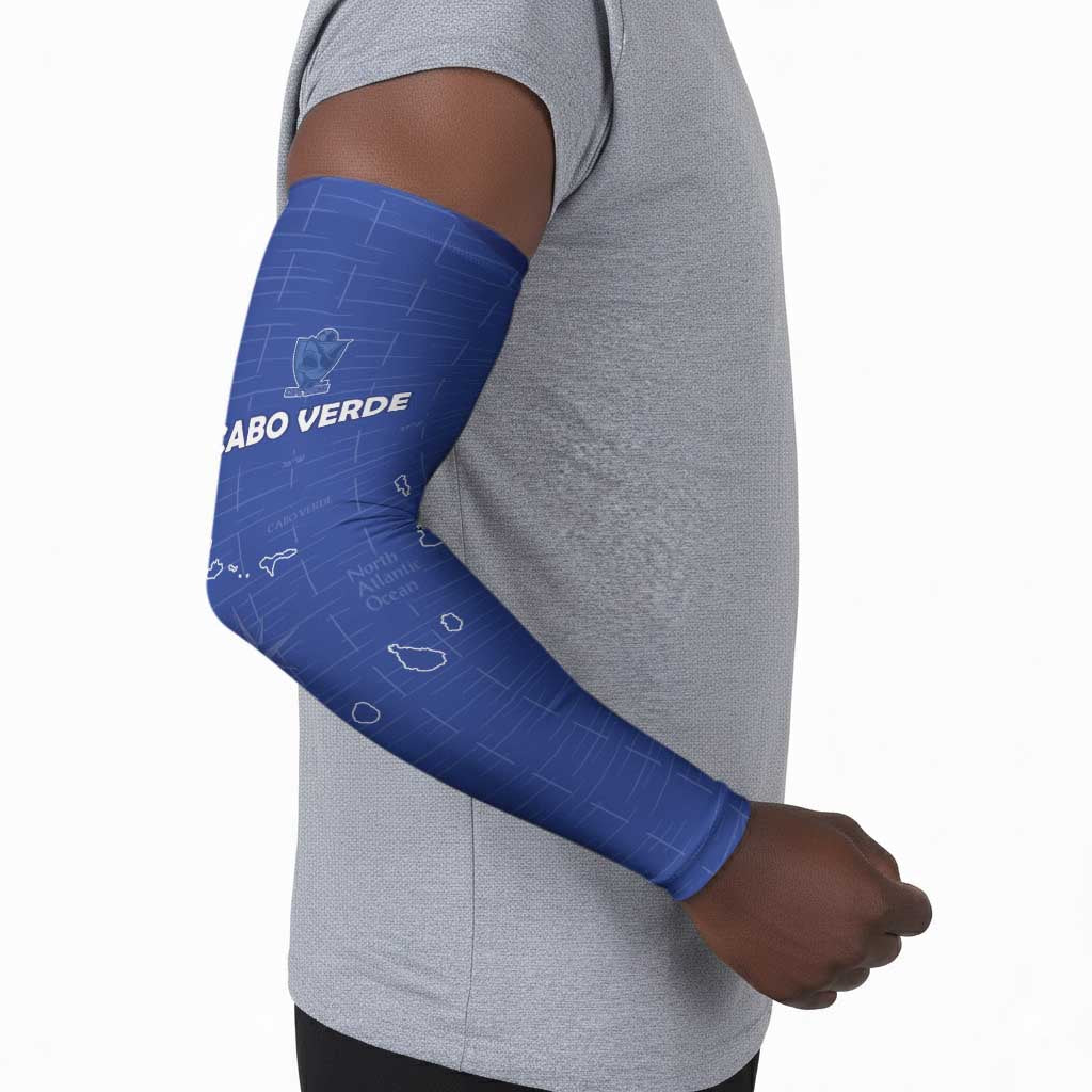 Custom Cape Verde Football Arm Sleeves Come On Tubaroes Azuis - Blue