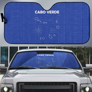 Cape Verde Football Auto Sun Shade Come On Tubaroes Azuis - Blue