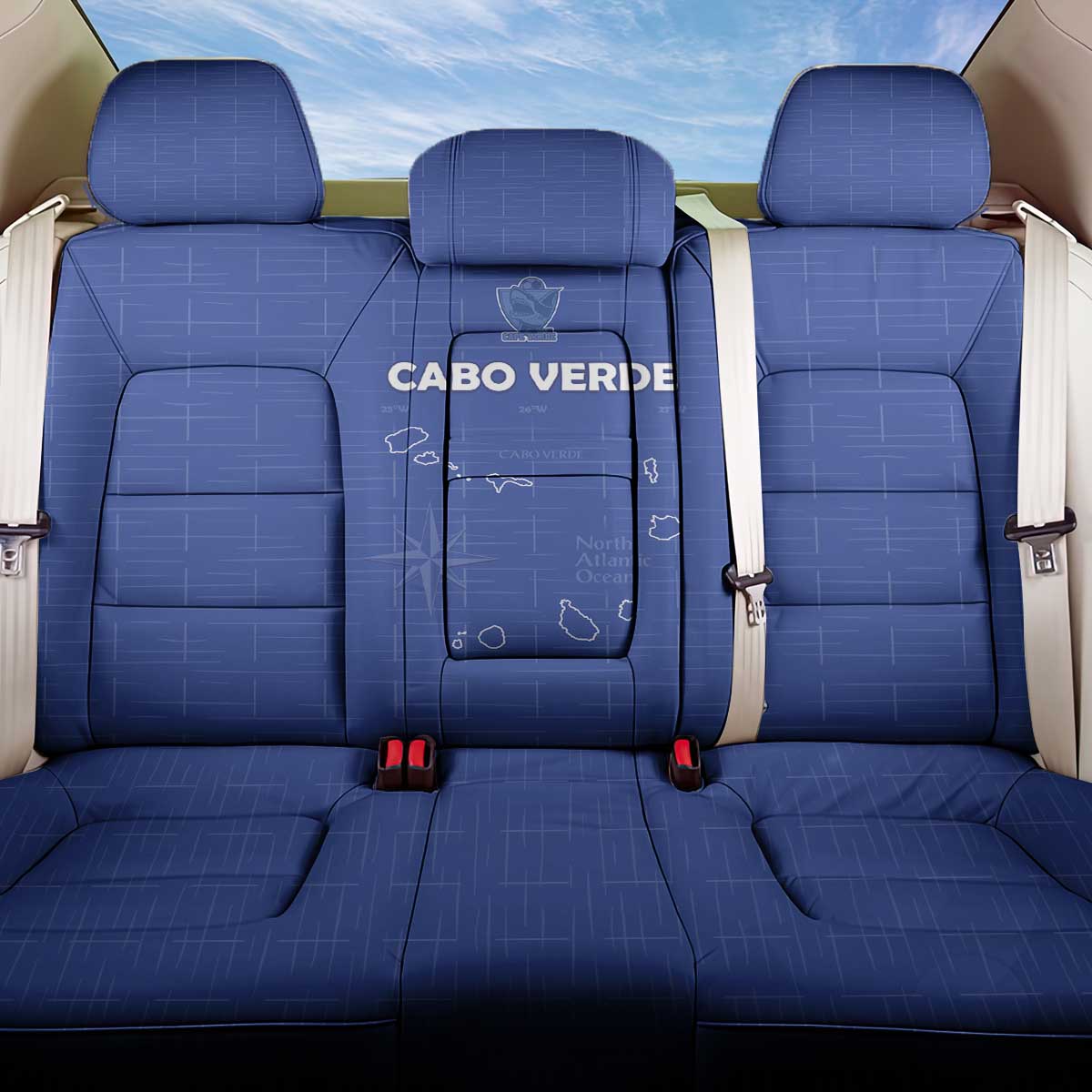 Cabo Verde Football Back Car Seat Cover Go Tubaroes Azuis Go - Blue - African Pride
