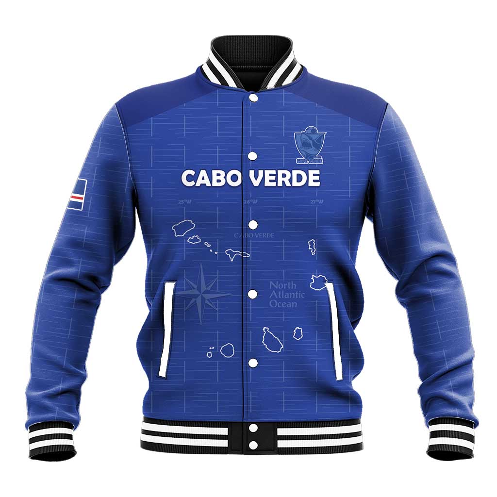Custom Cabo Verde Football Baseball Jacket Go Tubaroes Azuis Go - Blue - African Pride