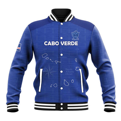 Custom Cabo Verde Football Baseball Jacket Go Tubaroes Azuis Go - Blue - African Pride
