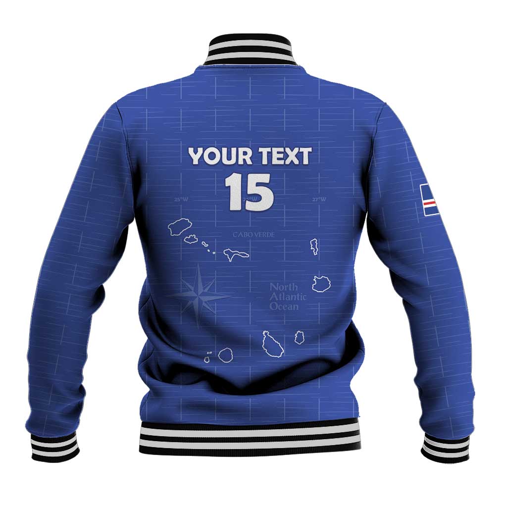 Custom Cabo Verde Football Baseball Jacket Go Tubaroes Azuis Go - Blue - African Pride