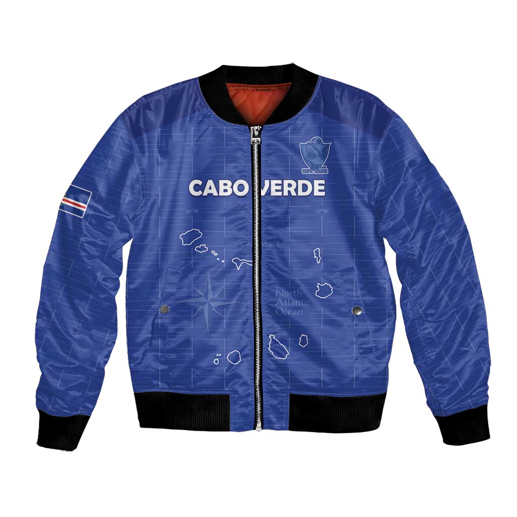 Custom Cabo Verde Football Bomber Jacket Go Tubaroes Azuis Go - Blue - African Pride