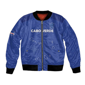 Custom Cabo Verde Football Bomber Jacket Go Tubaroes Azuis Go - Blue - African Pride