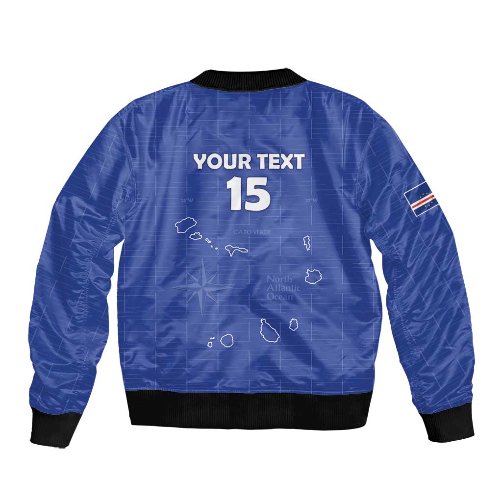 Custom Cabo Verde Football Bomber Jacket Go Tubaroes Azuis Go - Blue - African Pride