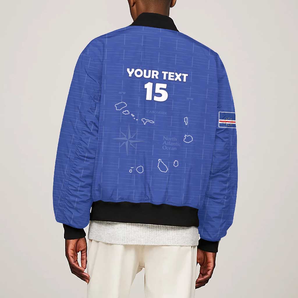Custom Cabo Verde Football Bomber Jacket Go Tubaroes Azuis Go - Blue - African Pride