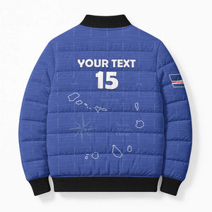 Custom Cape Verde Football Bomber Puffer Jacket Come On Tubaroes Azuis - Blue