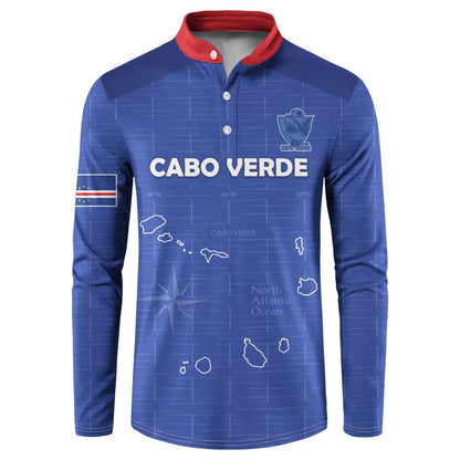 Custom Cape Verde Football Button Sweatshirt Come On Tubaroes Azuis - Blue