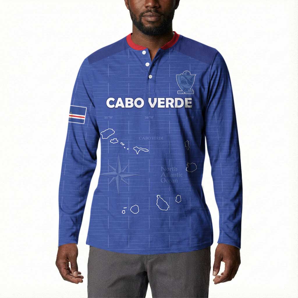 Custom Cape Verde Football Button Sweatshirt Come On Tubaroes Azuis - Blue
