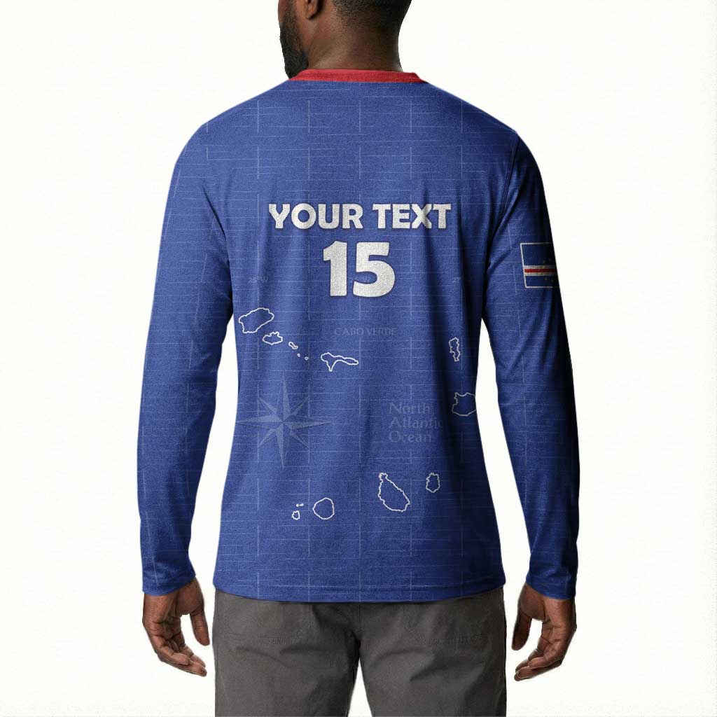 Custom Cape Verde Football Button Sweatshirt Come On Tubaroes Azuis - Blue