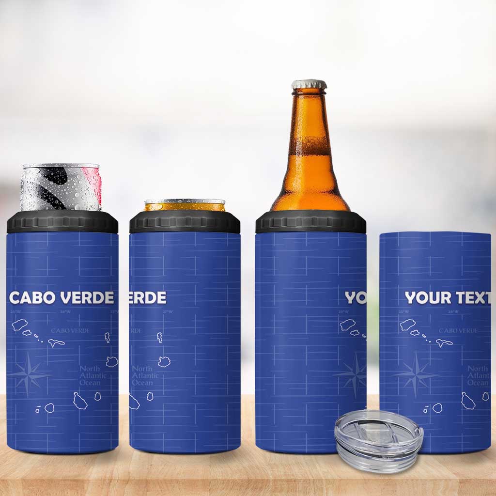 Custom Cabo Verde Football 4 in 1 Can Cooler Tumbler Go Tubaroes Azuis Go - Blue - African Pride