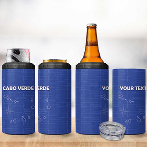 Custom Cabo Verde Football 4 in 1 Can Cooler Tumbler Go Tubaroes Azuis Go - Blue - African Pride