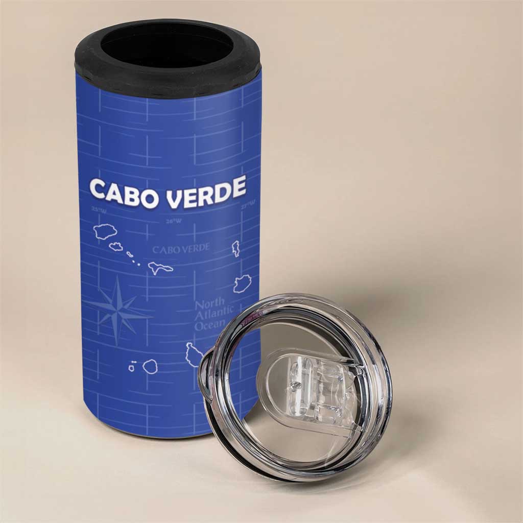 Custom Cabo Verde Football 4 in 1 Can Cooler Tumbler Go Tubaroes Azuis Go - Blue - African Pride