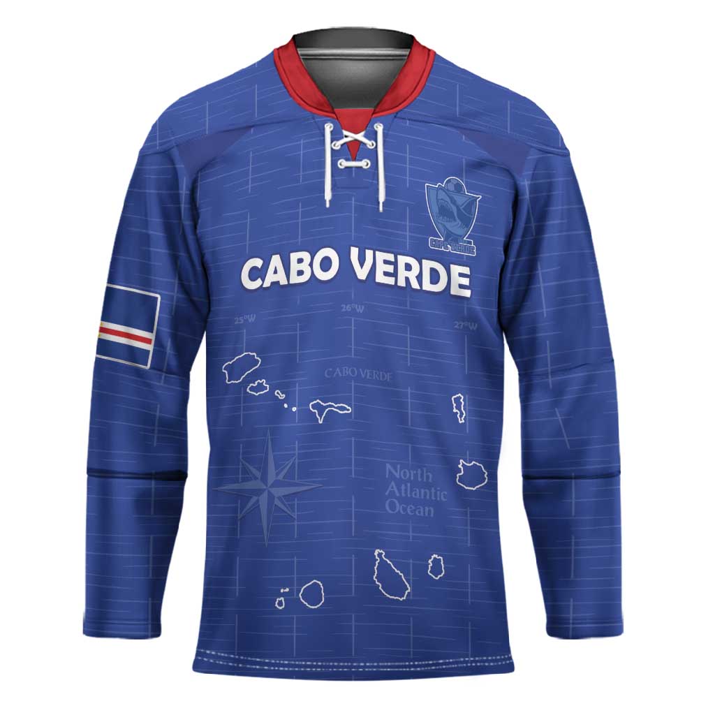 Custom Cape Verde Football Hockey Jersey Come On Tubaroes Azuis - Blue