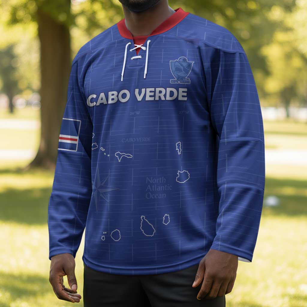 Custom Cape Verde Football Hockey Jersey Come On Tubaroes Azuis - Blue