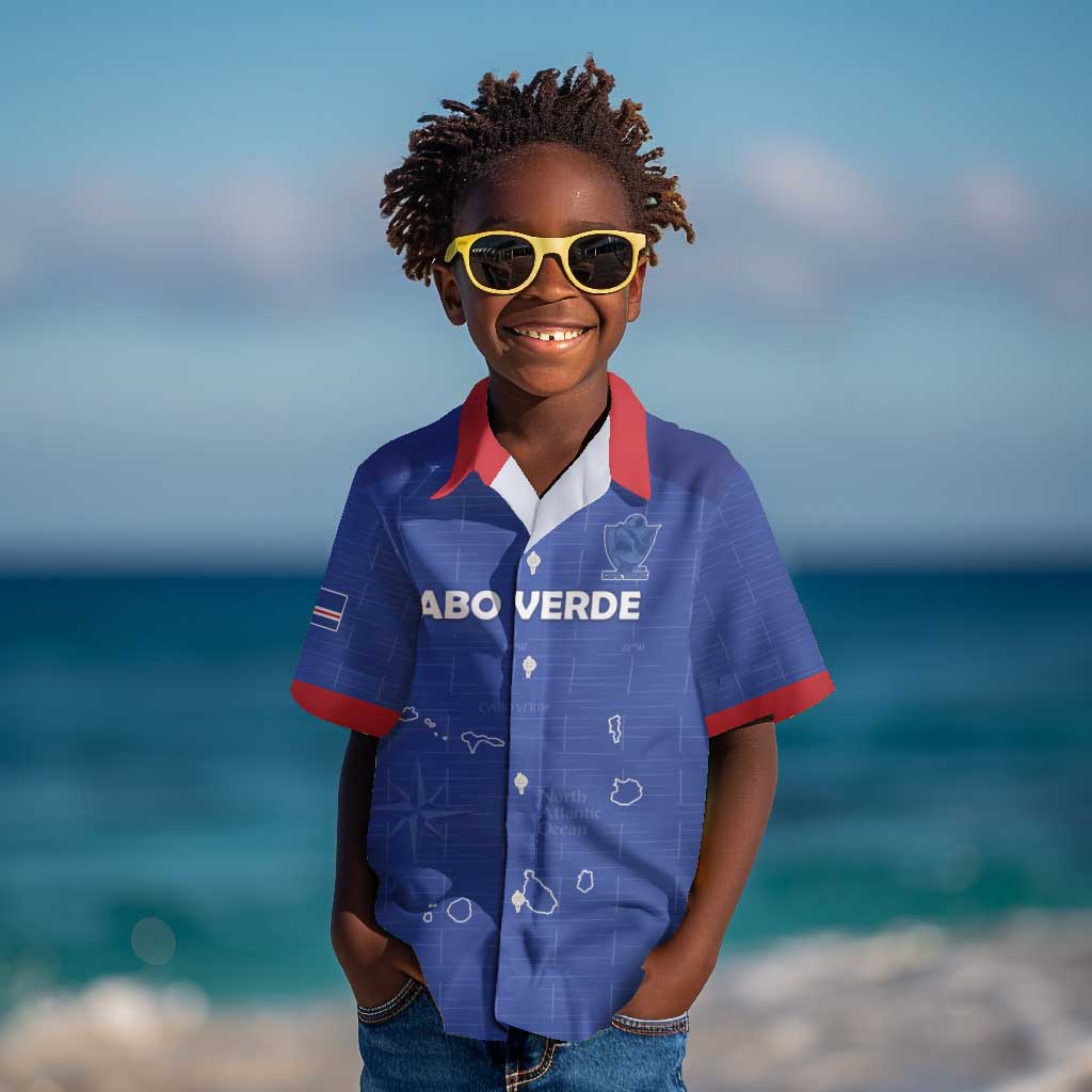 Custom Cabo Verde Football Kid Hawaiian Shirt Go Tubaroes Azuis Go - Blue - African Pride