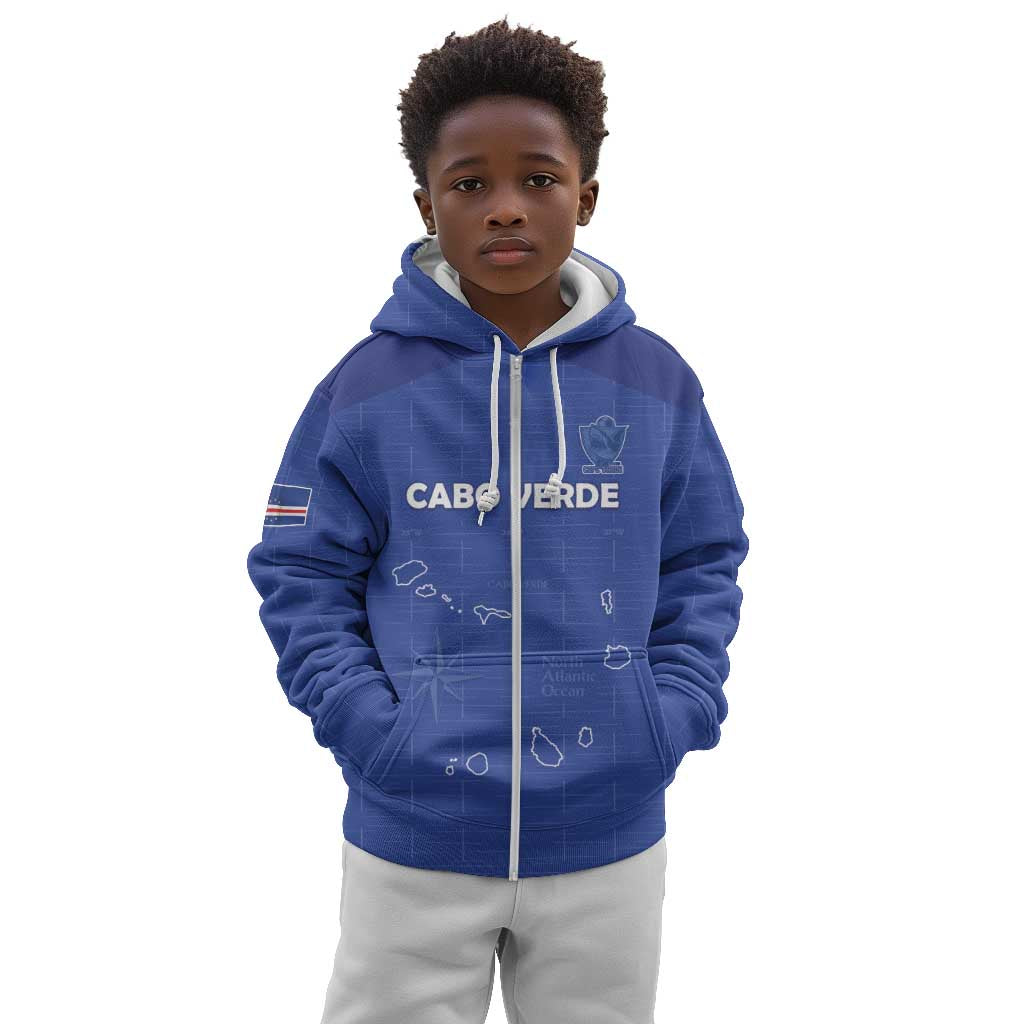 Custom Cabo Verde Football Kid Hoodie Go Tubaroes Azuis Go - Blue - African Pride