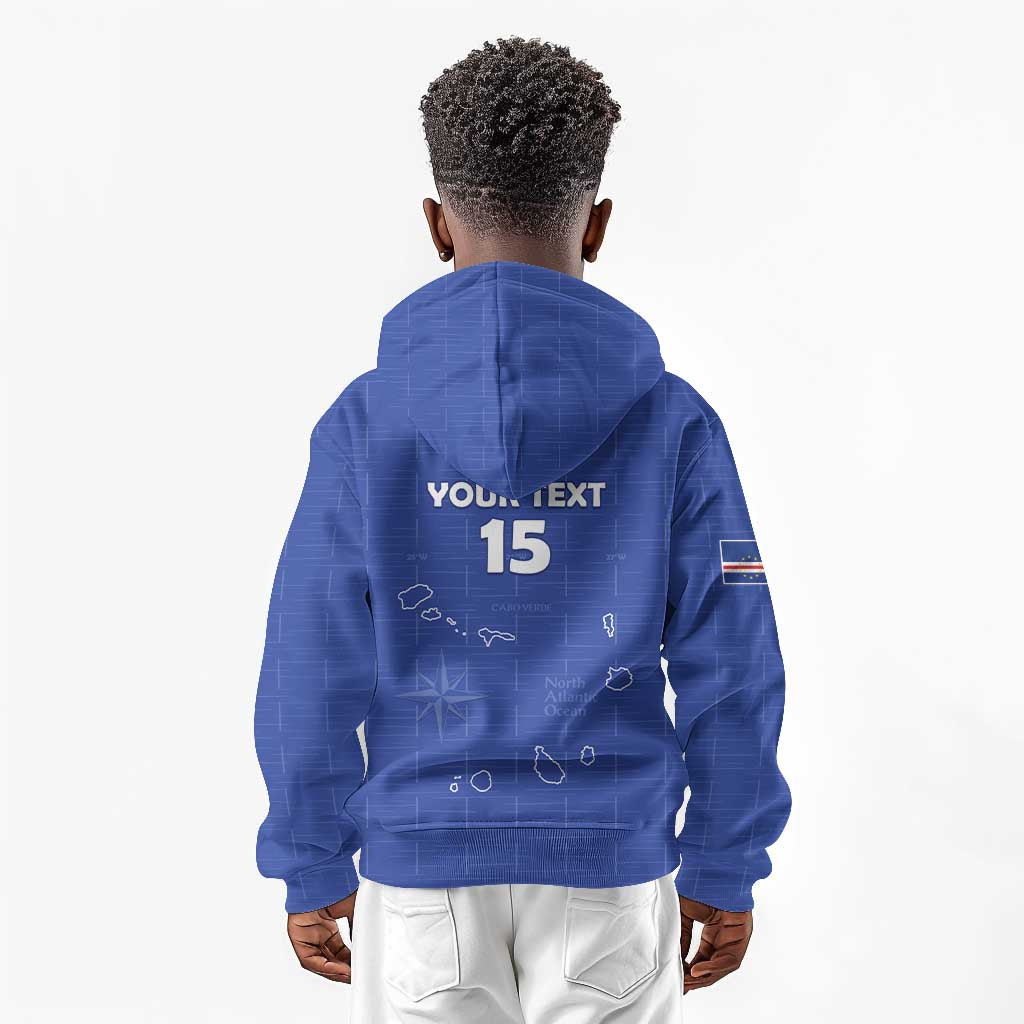 Custom Cabo Verde Football Kid Hoodie Go Tubaroes Azuis Go - Blue - African Pride