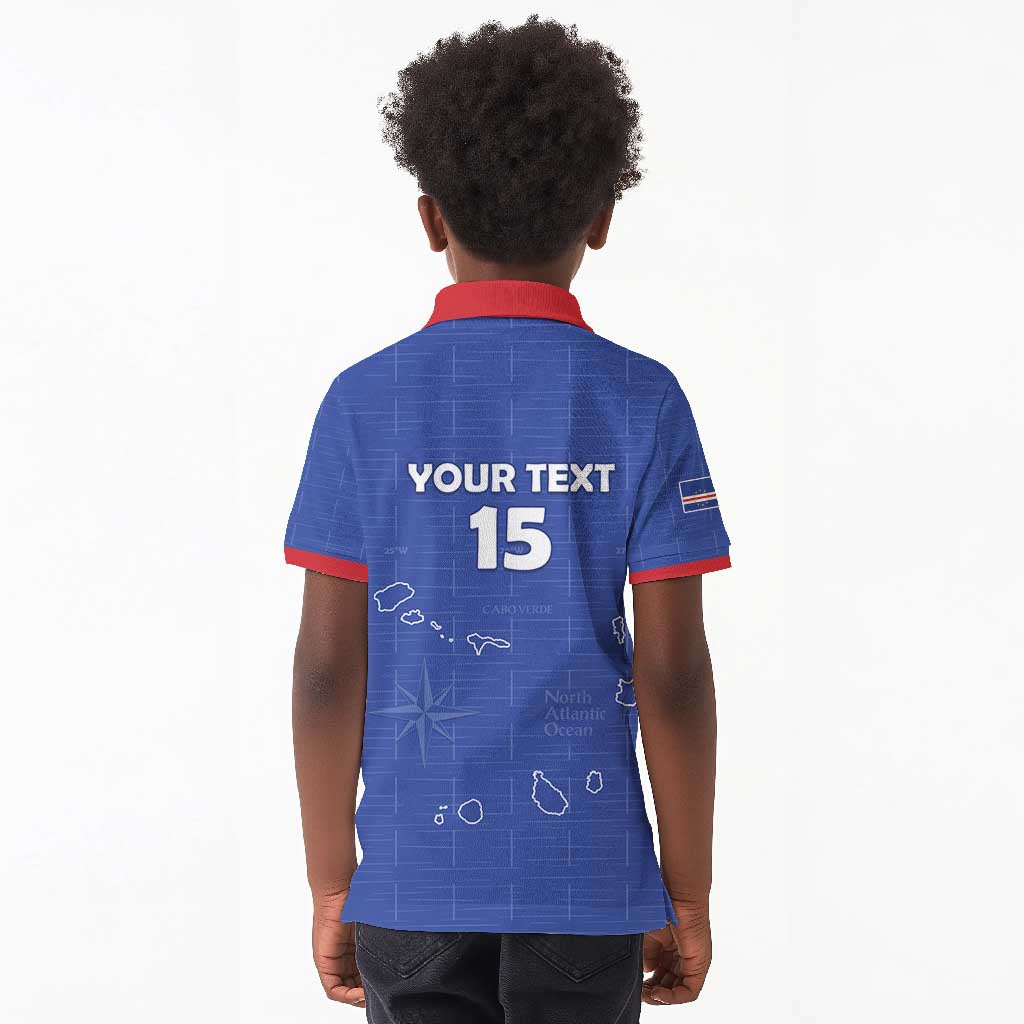Custom Cabo Verde Football Kid Polo Shirt Go Tubaroes Azuis Go - Blue - African Pride