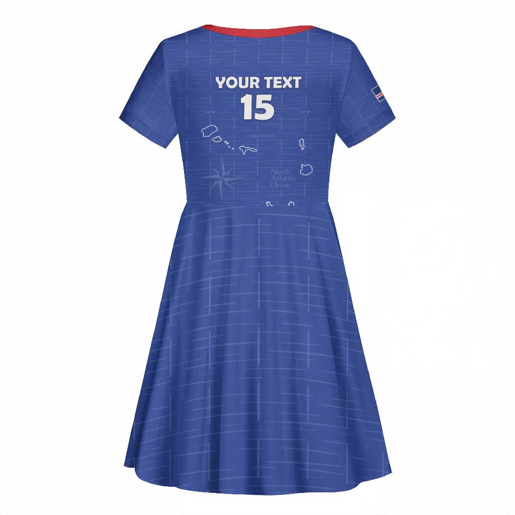 Custom Cabo Verde Football Kid Short Sleeve Dress Go Tubaroes Azuis Go - Blue - African Pride