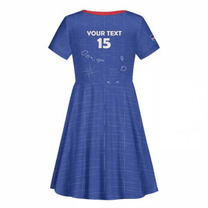Custom Cabo Verde Football Kid Short Sleeve Dress Go Tubaroes Azuis Go - Blue - African Pride