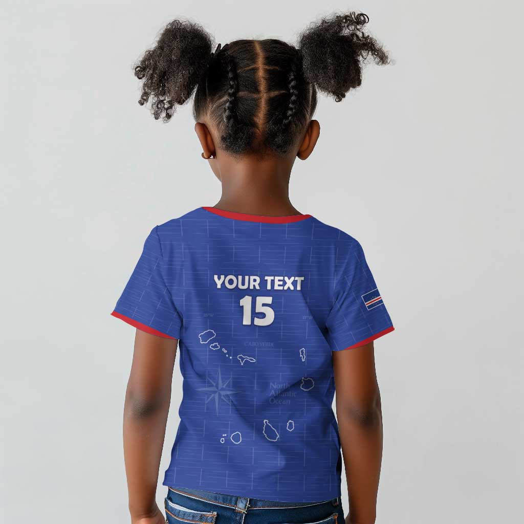 Custom Cabo Verde Football Kid T shirt Go Tubaroes Azuis Go - Blue - African Pride