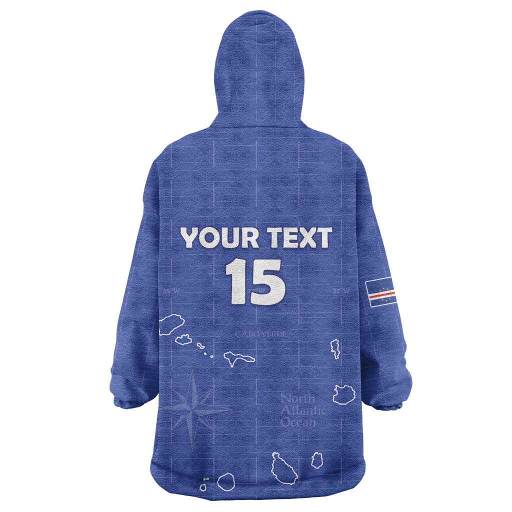 Custom Cabo Verde Football Kid Wearable Blanket Hoodie Go Tubaroes Azuis Go - Blue - African Pride