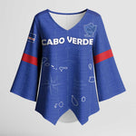 Custom Cape Verde Football Kimono Sleeve Blouse Come On Tubaroes Azuis - Blue