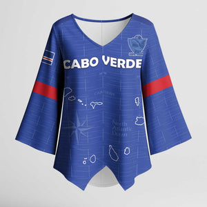 Custom Cape Verde Football Kimono Sleeve Blouse Come On Tubaroes Azuis - Blue